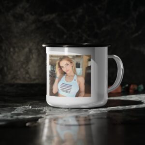 Enamel Camp Cup — Fitness Model Photo Collage Camper Mug